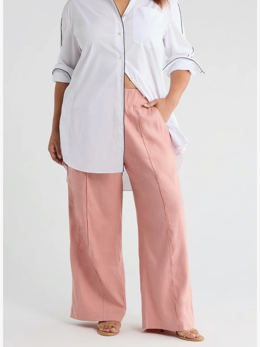 see ROSE go Multitasker Linen Blend Wide Leg Plus‎ Size Pant 18W MSRP$ $118.00